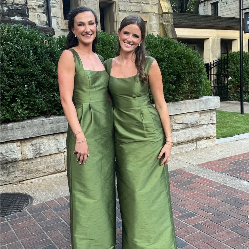Lula Kate Beckett Bodice with Brunch Skirt Long : Shantung Greenery. Size 2